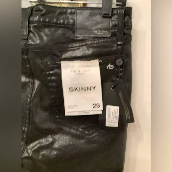 Rag & Bone Nina High Rise Women’s Skinny Jeans In Coated Black​​​​​ - Picture 15 of 15